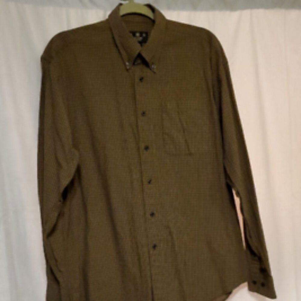 J. Riggins Men's Shirt-Medium-Green Plaid, 100% Cotton, Machine Washable (MS32)
